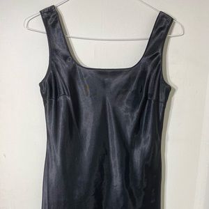 Karin Stevens Tiered Dress Black Silhouette Slip Midi Sleeveless Dress Size 8